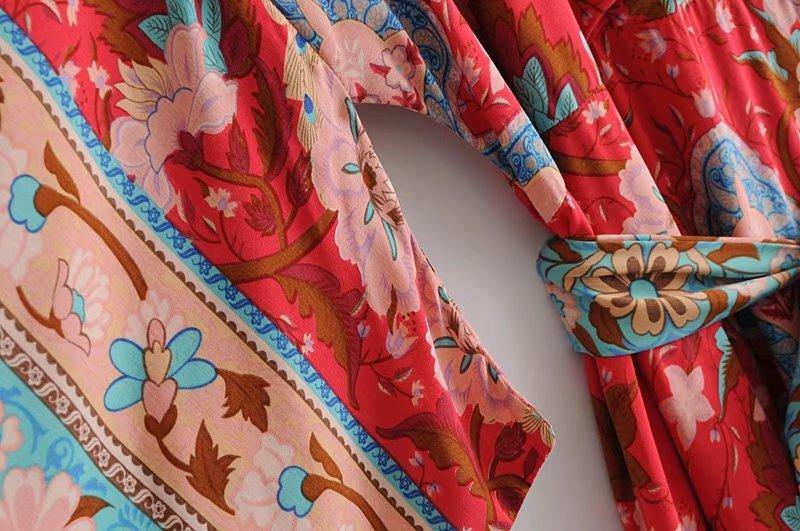 Janis Boho floral-print V-neck kimono dressDRESSES