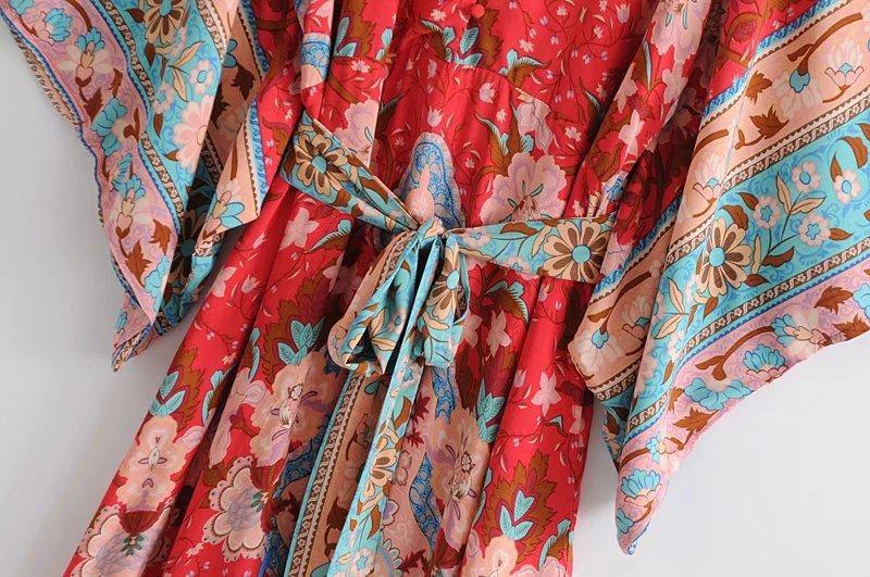 Janis Boho floral-print V-neck kimono dressDRESSES