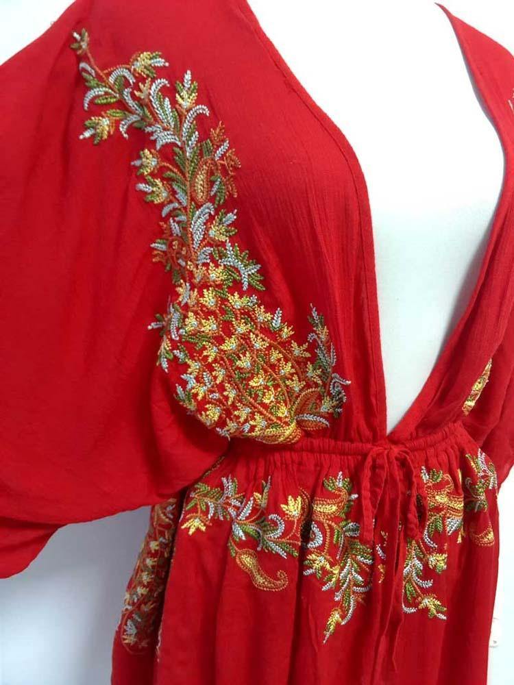 Ava Boho floral-embroidered cotton tunic mini dressDRESSES